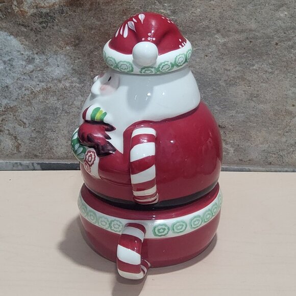 Temptations by Tara 3 Piece Ceramic Stacking Santa Teapot Mug Cup Set - Picture 11 of 12